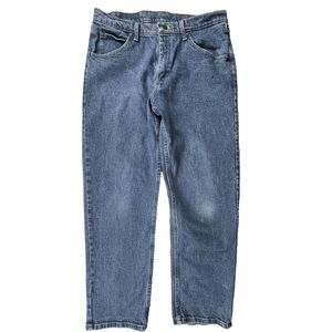 Wrangler Straight Leg Mid Wash Jeans Men's 33x30 Blue Classic Fit Western Cowboy